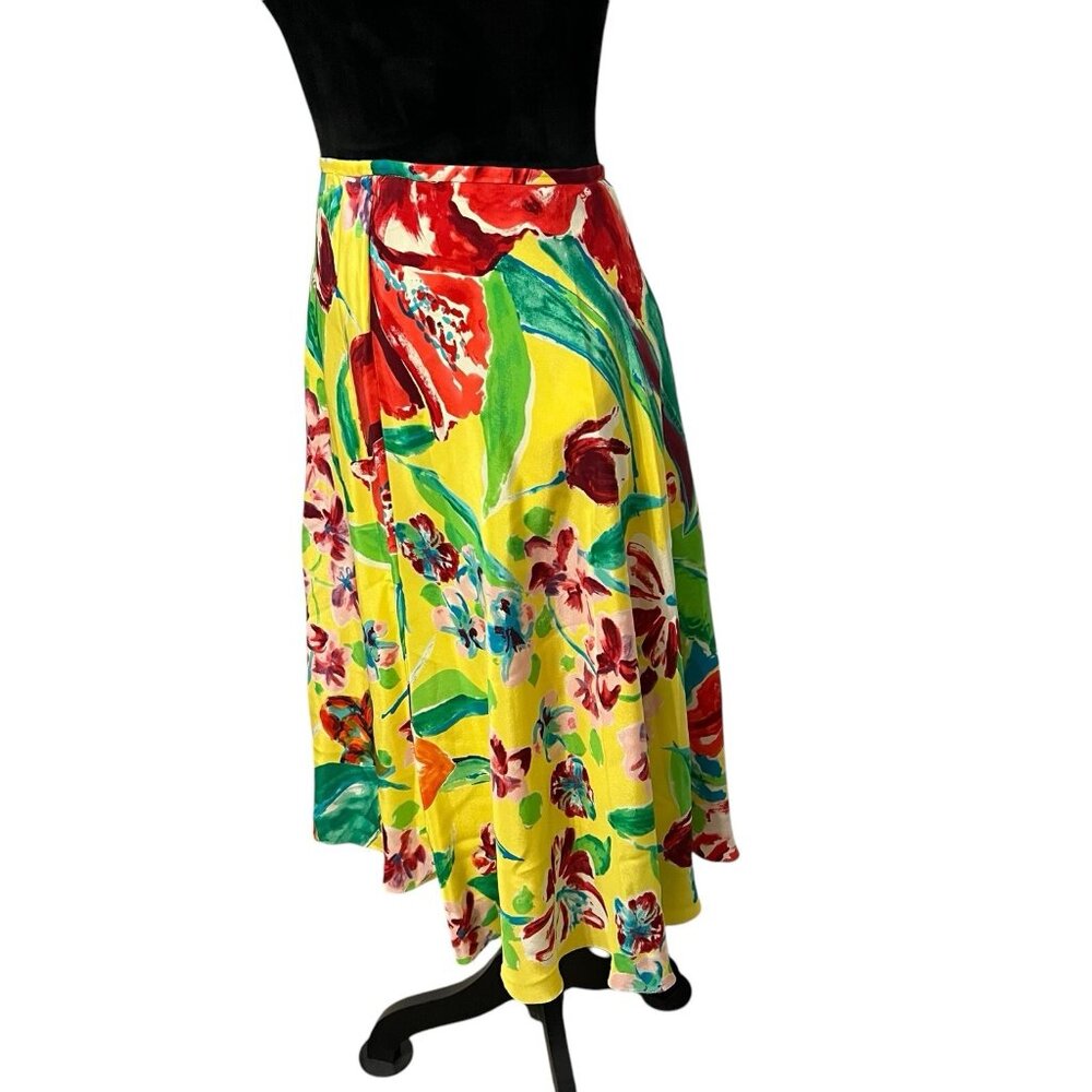 Ralph Lauren Purple Label Silk Floral Skirt Yellow Multi Size 6 - Picture 7 of 13